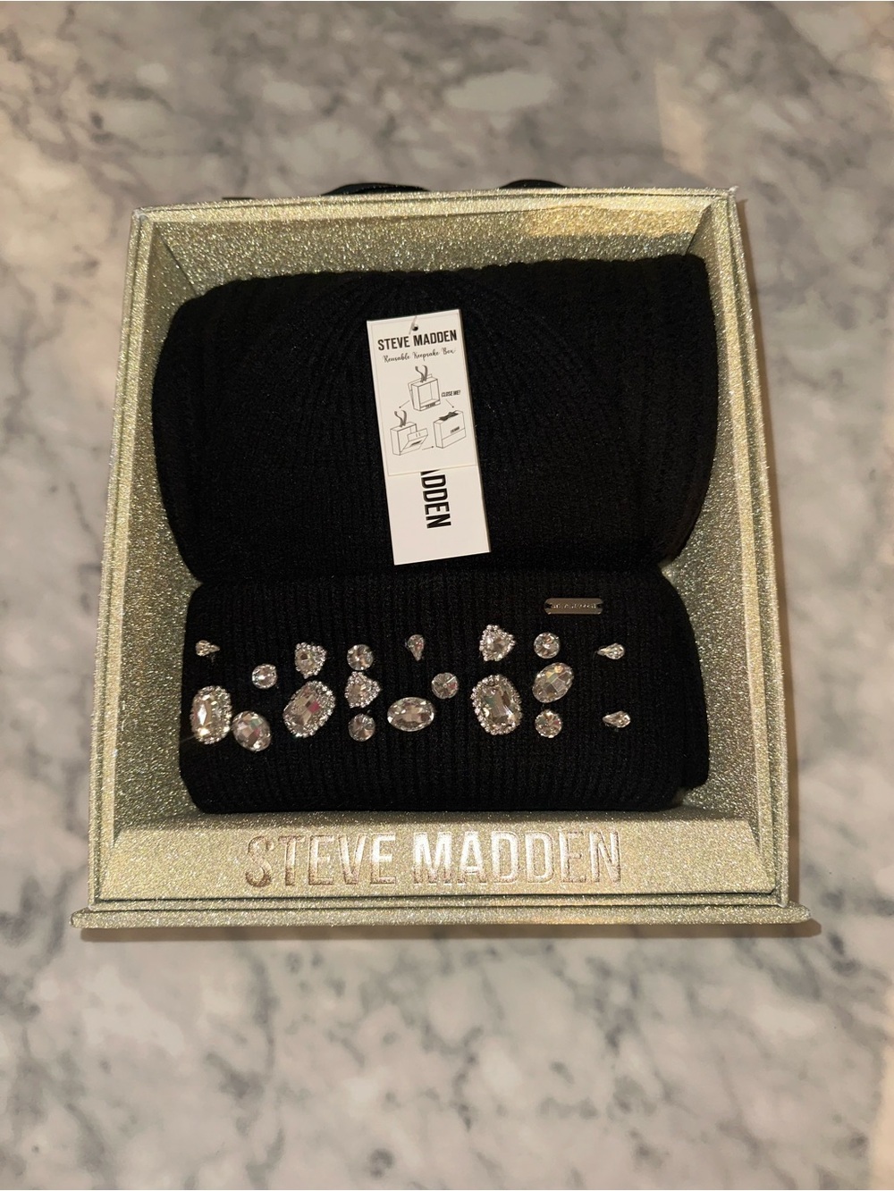 Steven Madden Women's Embellished Beanie and Knit Scarf  Gift Set, 2-Piece